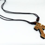 wooden cross necklace religious work of art co image 2