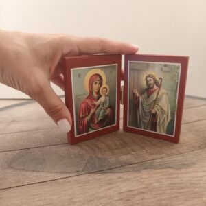 Orthodox Mini Diptych Icon for Travelers & Prayer Corner, Pocket-Sized Faith Gift